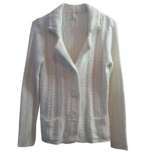 ✨HOST PICK✨ Long white fuzzy cable knit angora sweater